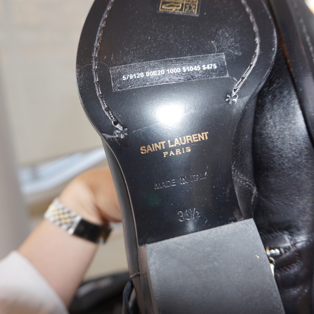 Saint Laurent Leather Fringed Ankle Boots Size 36.5 - Picture 9 of 12